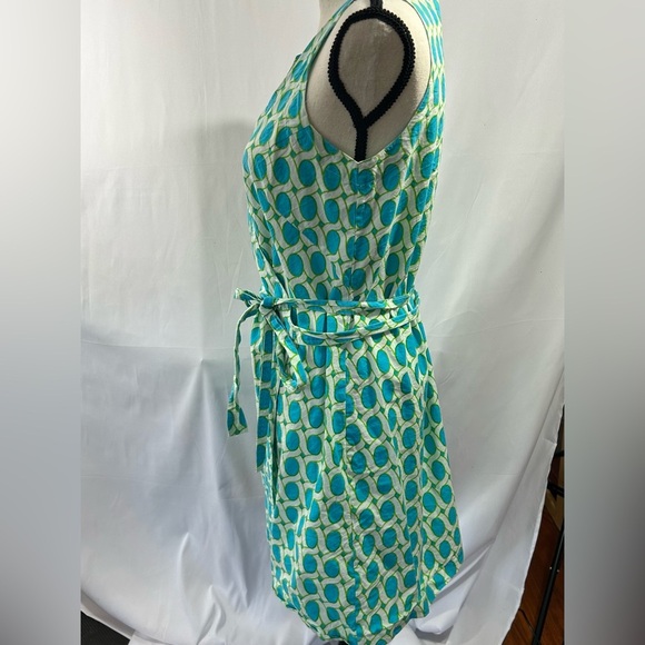 Gretchen Scott Designs Wrap Mini Dress Blue and Green Small Pretty for Summer - Picture 7 of 8